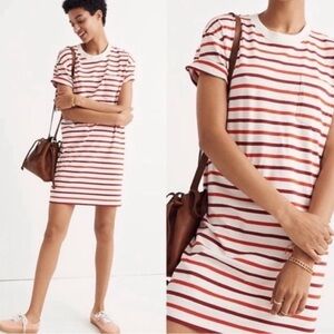 Madewell Pocket Tee Dress in Pablo Stripe Size Medium